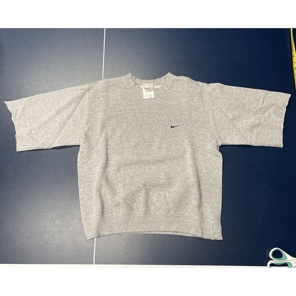 Vintage 90's Nike Sweatshirt Crewneck Gray Swoosh White Tag Faded Cutoff Small